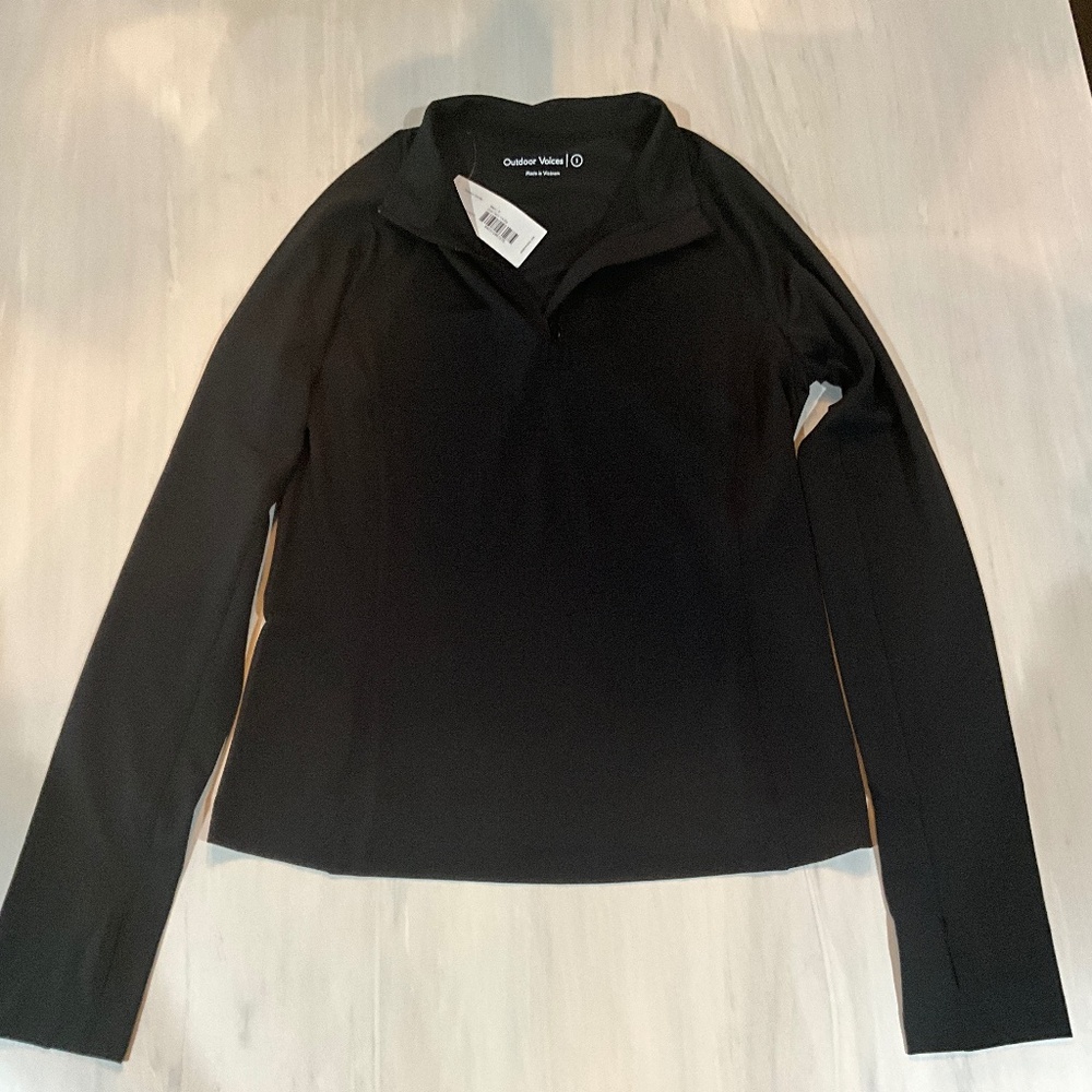 Outdoor Voices CoolTech 1/4 zip long sleeved top in Black, Size S, NWT